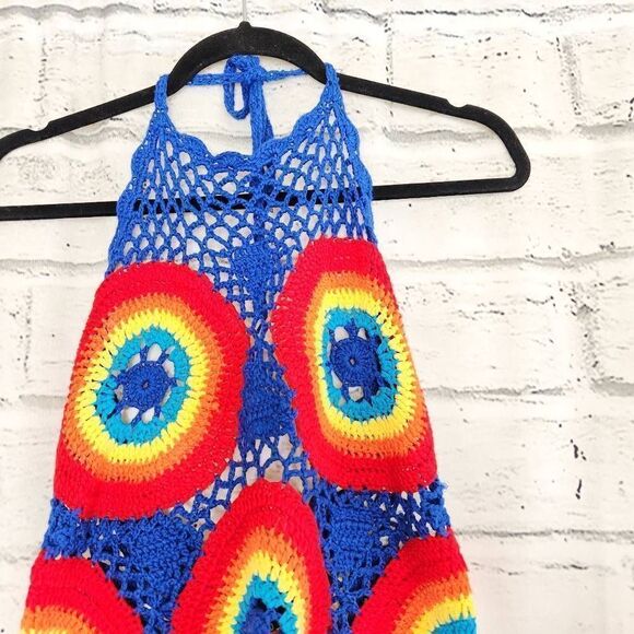 Pretty Little Thing Women's Multicolor Crochet Halter Cropped Top Size 6 - Picture 2 of 10